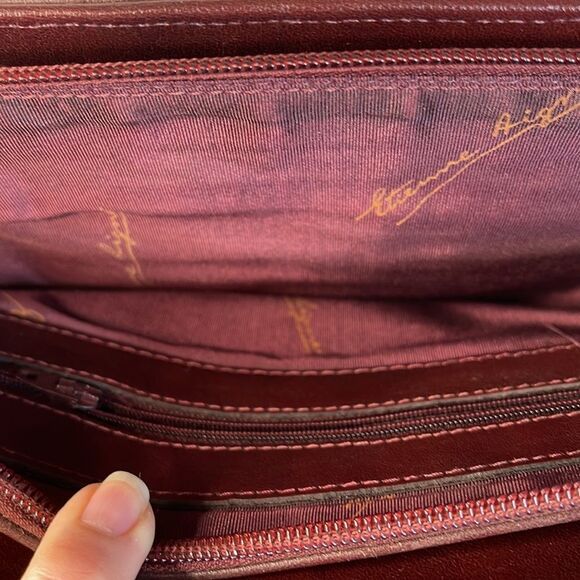 Etienne Aigner Burgundy Cross Body Bag with 3 inner openings, one is zip - Picture 7 of 10